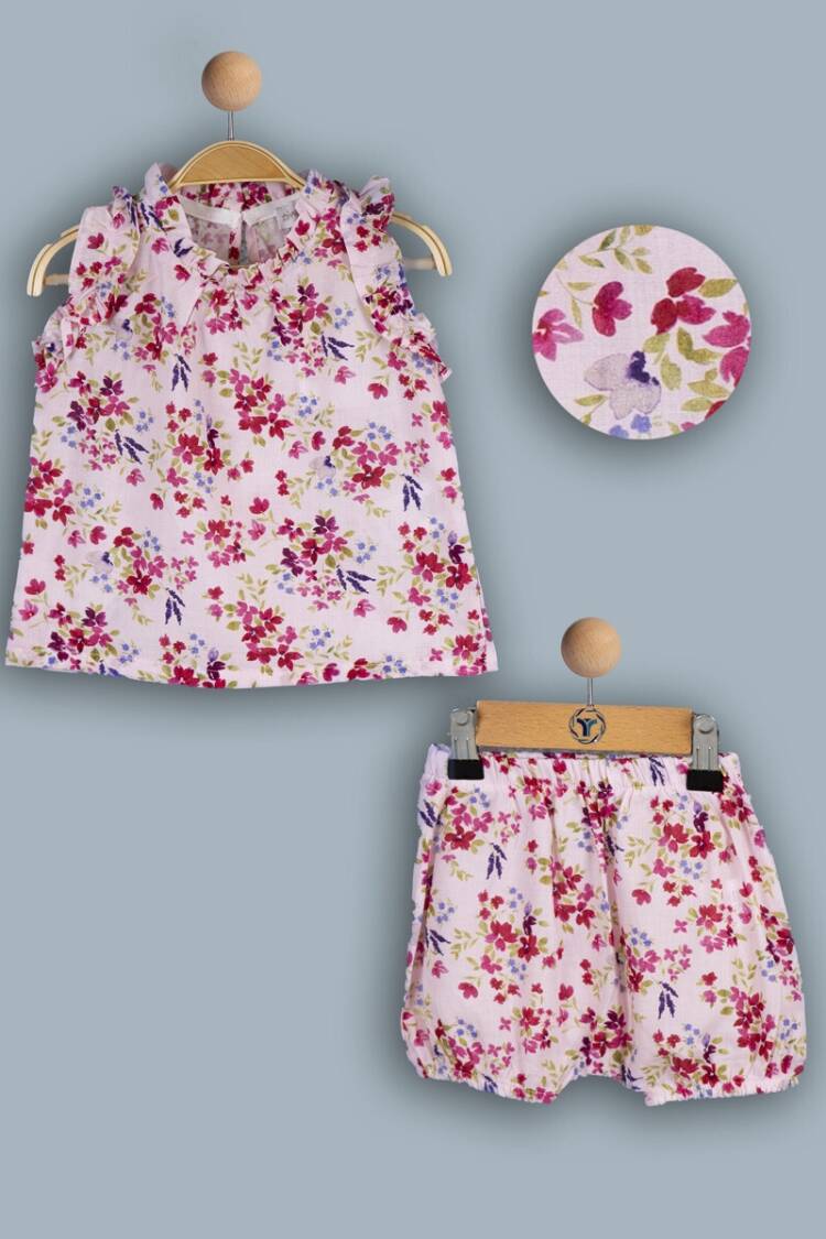 Girls' Suits - Toptan Kız Çocuk 2'li Bluz ve Şort Takım 2-5Y 1018-TK4DT042241592 - Brand: Timo - Women & Kids, Baby Clothes Wholesale - Globality Store