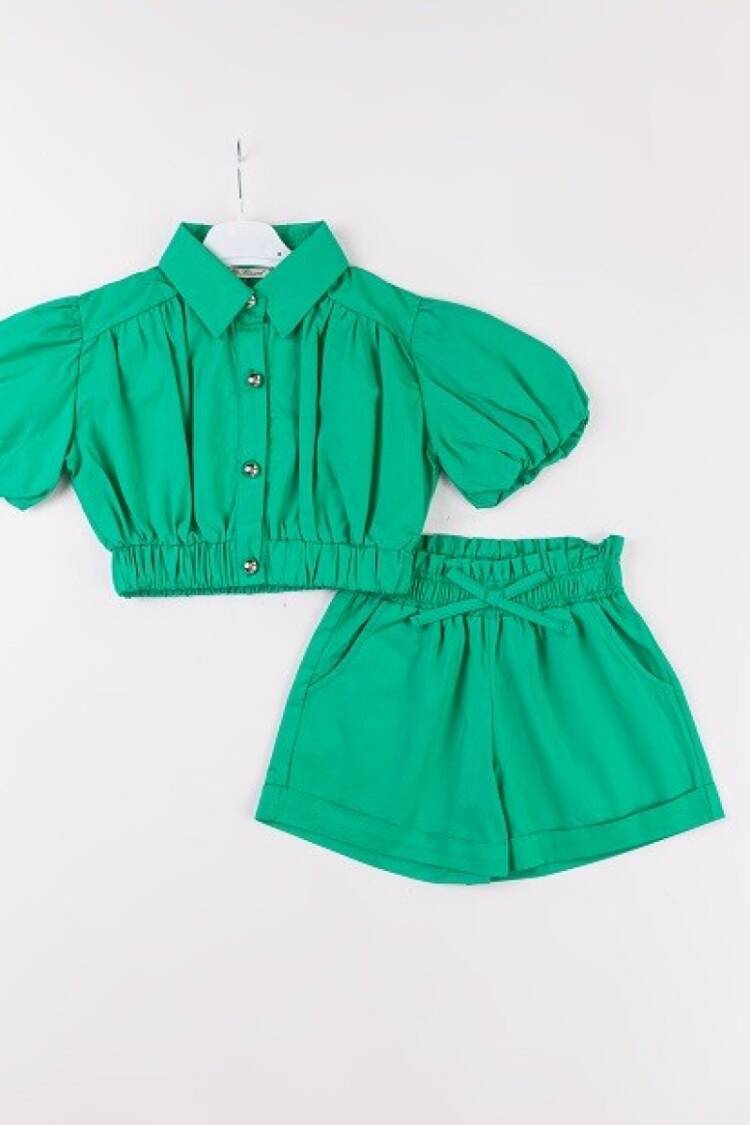 Girls' Suits - Toptan Kız Çocuk 2'li Gömlek ve Şort Takım 7-10Y 1016-24130 - Brand: Büşra Bebe - Women & Kids, Baby Clothes Wholesale - Globality Store