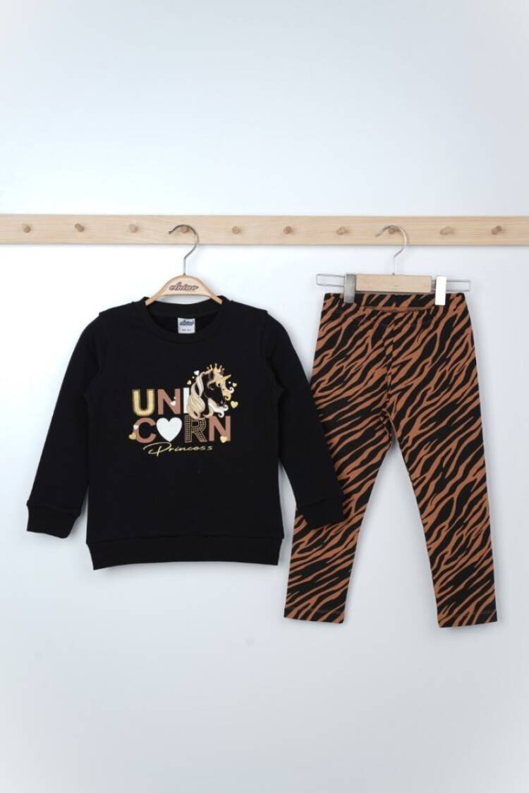 Girls' Suits - Toptan Kız Çocuk 2'li Sweatshirt ve Tayt Takım 3-6Y 1025-21604 - Brand: Elnino - Women & Kids, Baby Clothes Wholesale - Globality Store