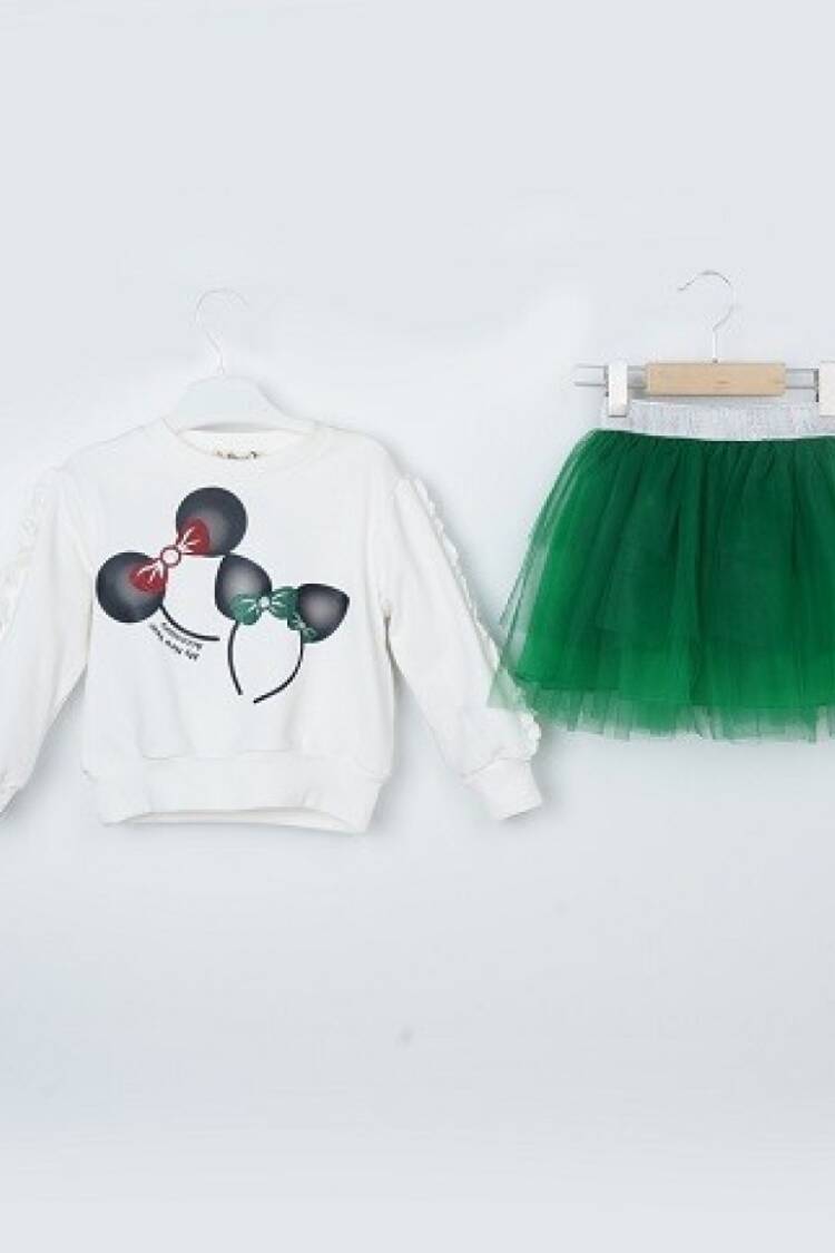 Girls' Suits - Toptan Kız Çocuk 2'li Sweatshirt ve Tüllü Etek Takım 3-6Y 1016-23253 - Brand: Büşra Bebe - Women & Kids, Baby Clothes Wholesale - Globality Store