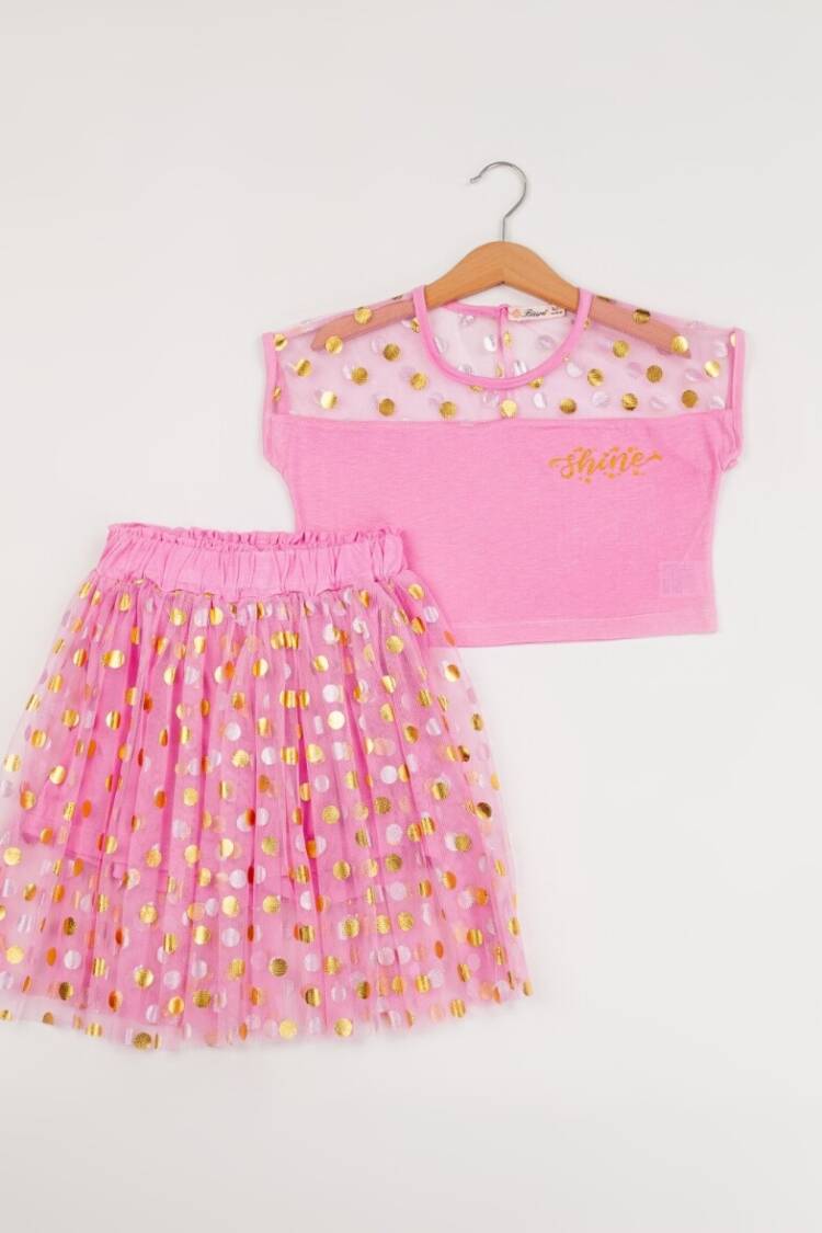 Girls' Suits - Toptan Kız Çocuk 2'li Tişört ve Etek Takımı 7-10Y 1016-24110 - Brand: Büşra Bebe - Women & Kids, Baby Clothes Wholesale - Globality Store