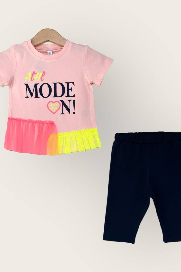 Girls' Suits - Toptan Kız Çocuk 2'li Tişört ve Kapri Takımı 1-4Y 2047-3510TK - Brand: Algiy Mini - Women & Kids, Baby Clothes Wholesale - Globality Store