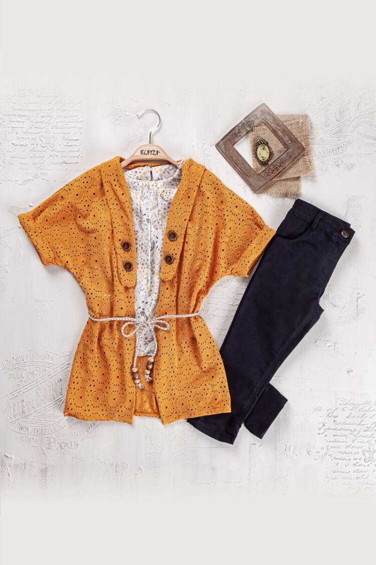 Girls' Suits - Toptan Kız Çocuk 3'lü Bluz, Hırka ve Pantolon Takım 5-8Y 2023-2263 - Brand: Elayza - Women & Kids, Baby Clothes Wholesale - Globality Store