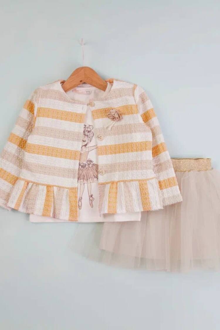 Girls' Suits - Toptan Kız Çocuk 3'lü Ceket Body ve Tüllü Etek Takım 1-4Y 1002-4617 - Brand: Babyrose - Women & Kids, Baby Clothes Wholesale - Globality Store