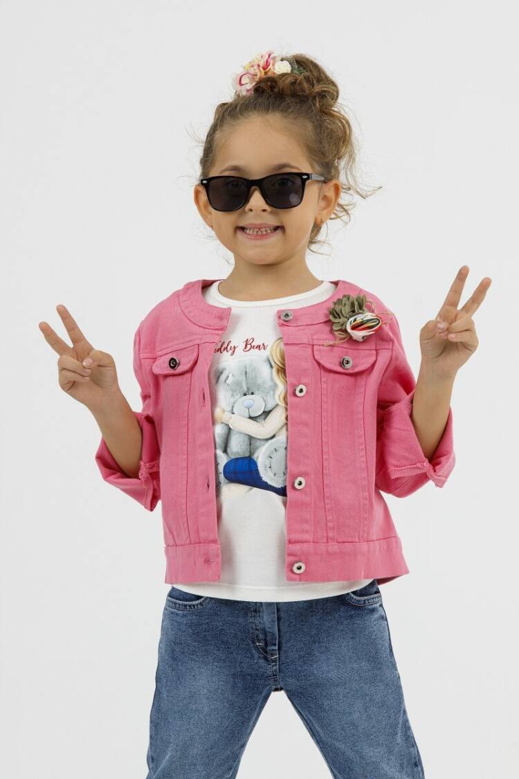 Girls' Suits - Toptan Kız Çocuk 3'lü Ceket, Tişört ve Kot Pantolon Takım 2-6Y 1055-5303 - Brand: Miss Lore - Women & Kids, Baby Clothes Wholesale - Globality Store