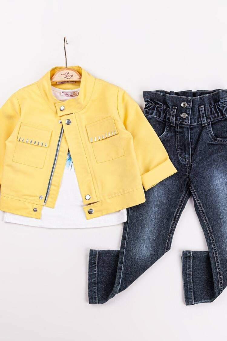 Girls' Suits - Toptan Kız Çocuk 3'lü Ceket, Tişört ve Pantolon Takım 2-6Y 1055-5620 - Brand: Miss Lore - Women & Kids, Baby Clothes Wholesale - Globality Store