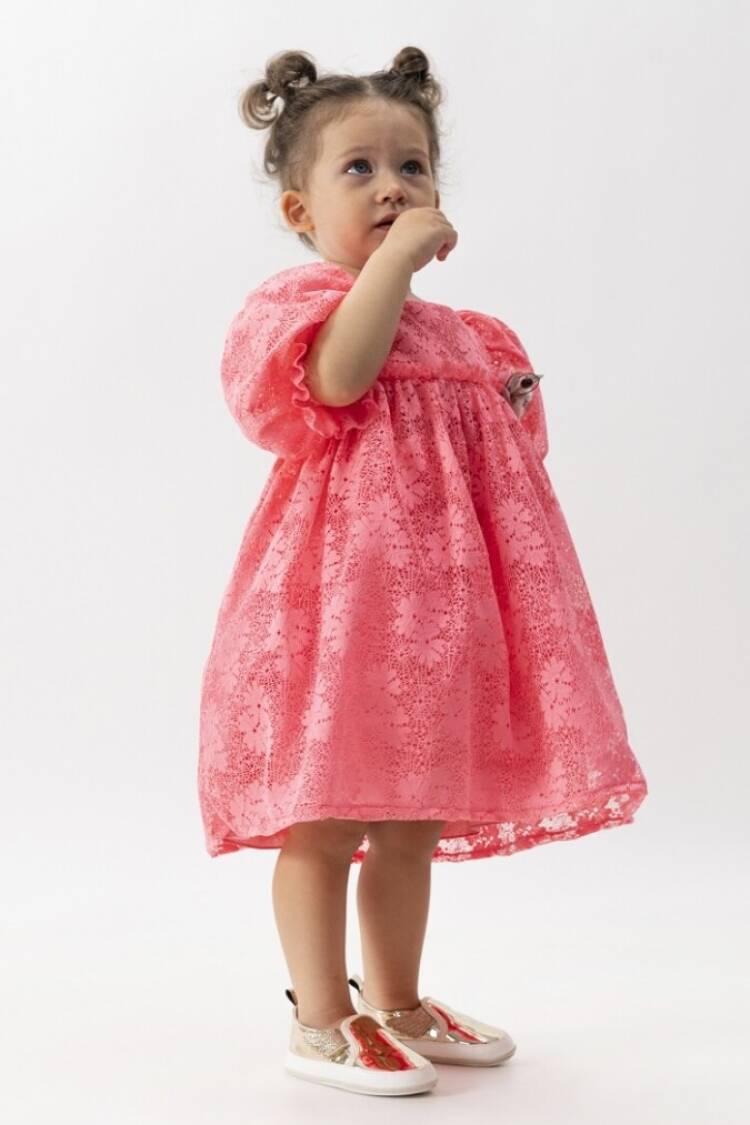 Girl's Dress - Toptan Kız Çocuk Balon Kollu Yonca Elbise 6-9Y 1022-23324 - Brand: Wecan - Women & Kids, Baby Clothes Wholesale - Globality Store