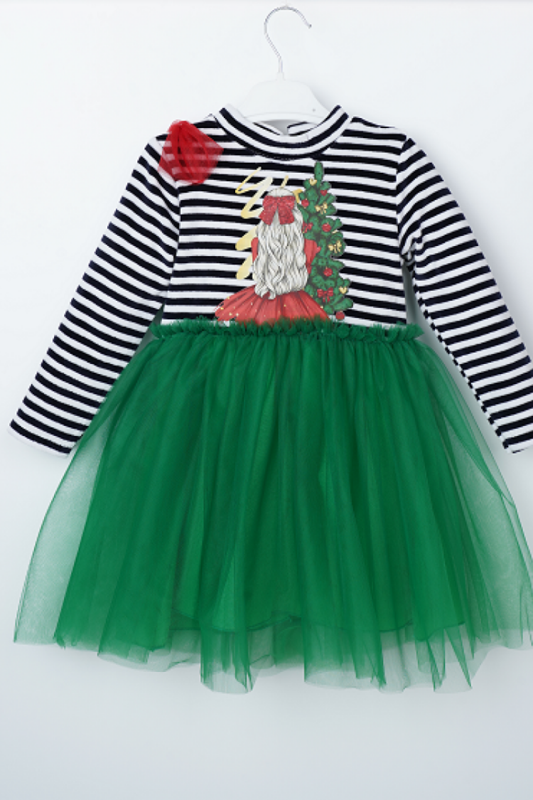 Girl's Dress - Toptan Kız Çocuk Christmas Tüllü Elbise 3-6Y 1016-23251 - Brand: Büşra Bebe - Women & Kids, Baby Clothes Wholesale - Globality Store
