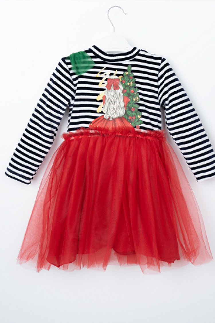 Girl's Dress - Toptan Kız Çocuk Christmas Tüllü Elbise 3-6Y 1016-23251 - Brand: Büşra Bebe - Women & Kids, Baby Clothes Wholesale - Globality Store