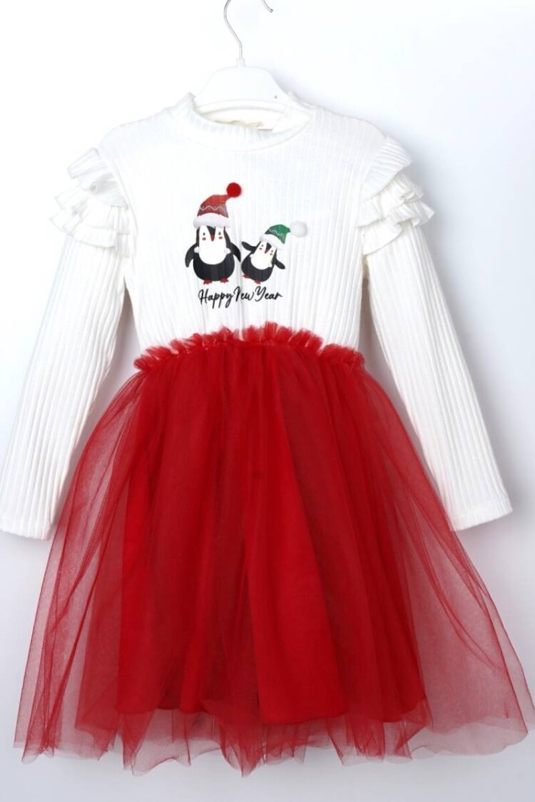 Girl's Dress - Toptan Kız Çocuk Christmas Tüllü Elbise 3-6Y 1016-23252 - Brand: Büşra Bebe - Women & Kids, Baby Clothes Wholesale - Globality Store