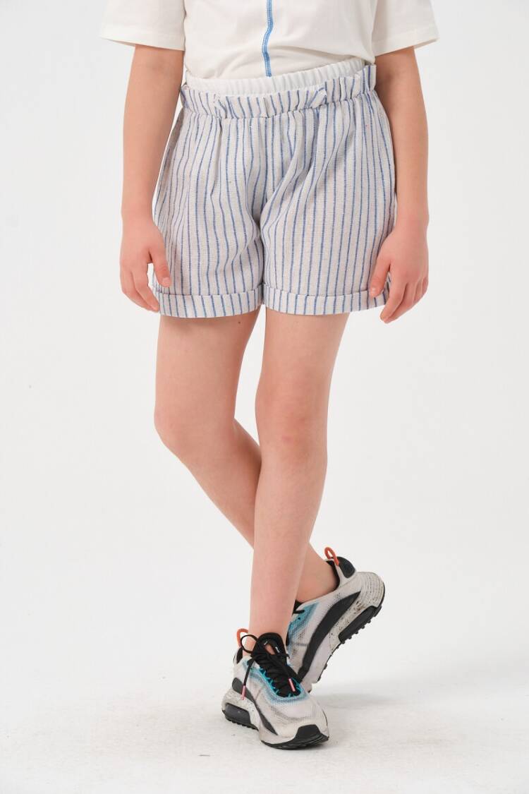 Girls' Bottom Wear - Toptan Kız Çocuk Çizgili Şort 8-15Y 2051-241Z4ALS02 - Brand: Jazziee - Women & Kids, Baby Clothes Wholesale - Globality Store