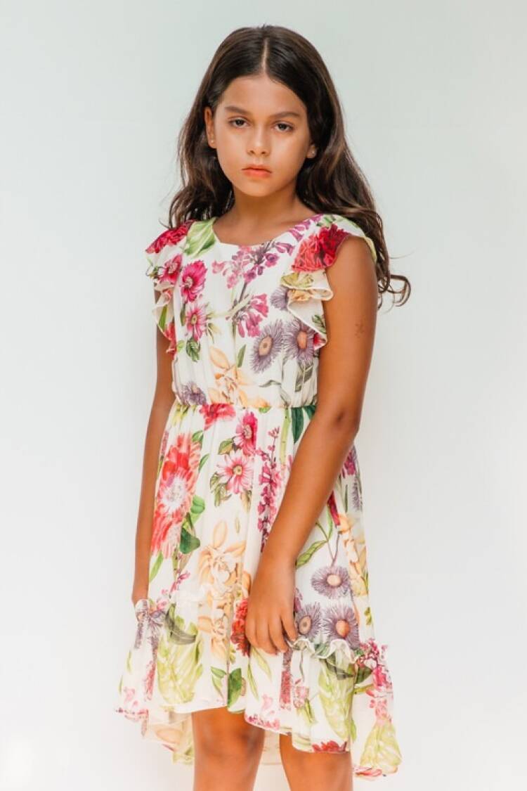 Girl's Dress - Toptan Kız Çocuk Desenli Elbise 4-12Y 1083-DSL0135 - Brand: Sheshe - Women & Kids, Baby Clothes Wholesale - Globality Store