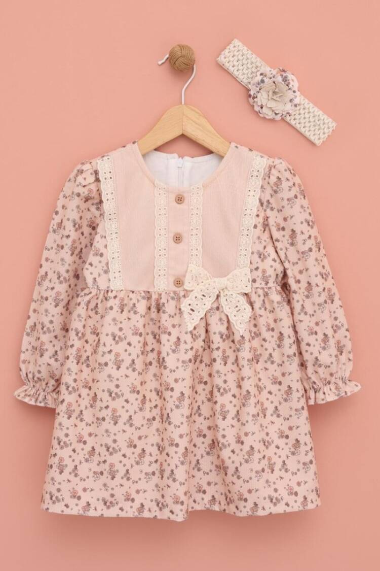 Baby Dress - Toptan Kız Çocuk Kurdele Detaylı Elbise 9-24M 1049-6549 - Brand: Lilax - Women & Kids, Baby Clothes Wholesale - Globality Store
