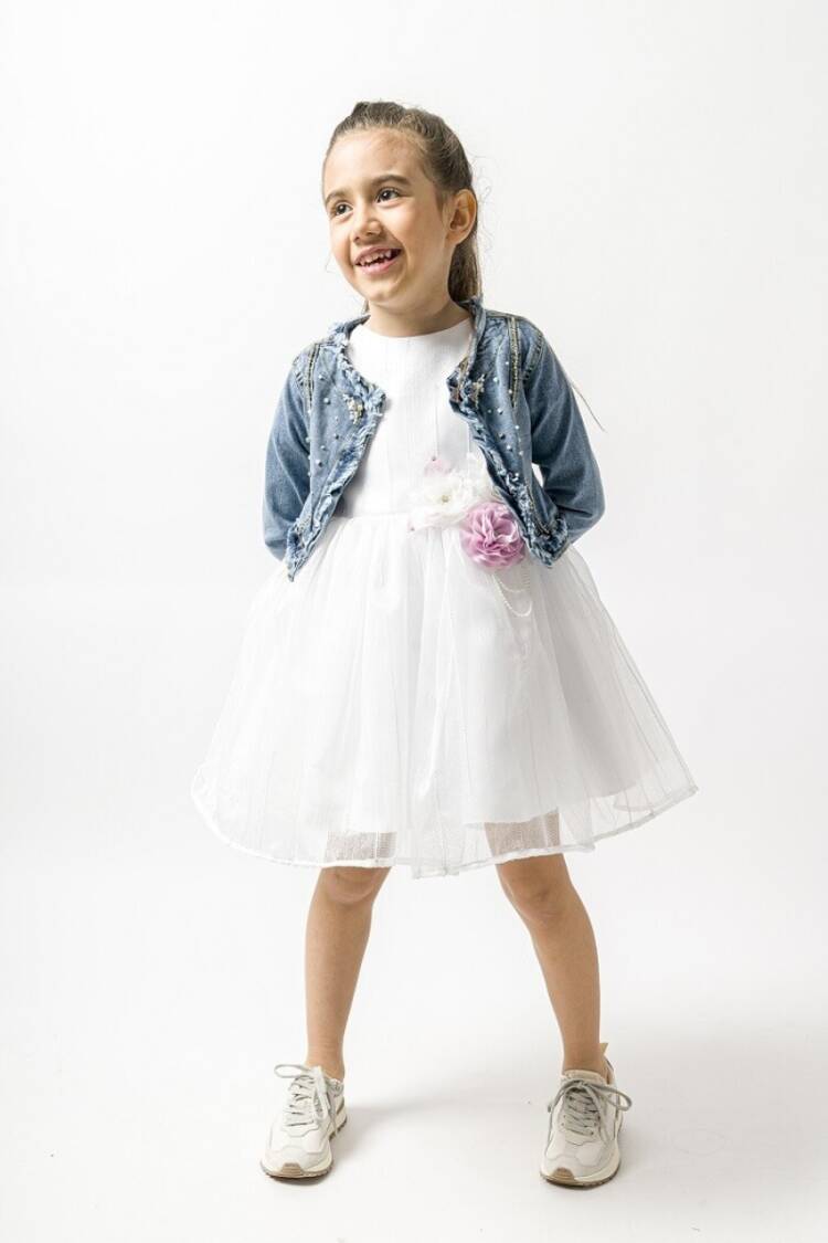 Girls' Outerwear - Toptan Kız Çocuk Püsküllü Kot Ceket 6-9Y 1022-23403 - Brand: Wecan - Women & Kids, Baby Clothes Wholesale - Globality Store