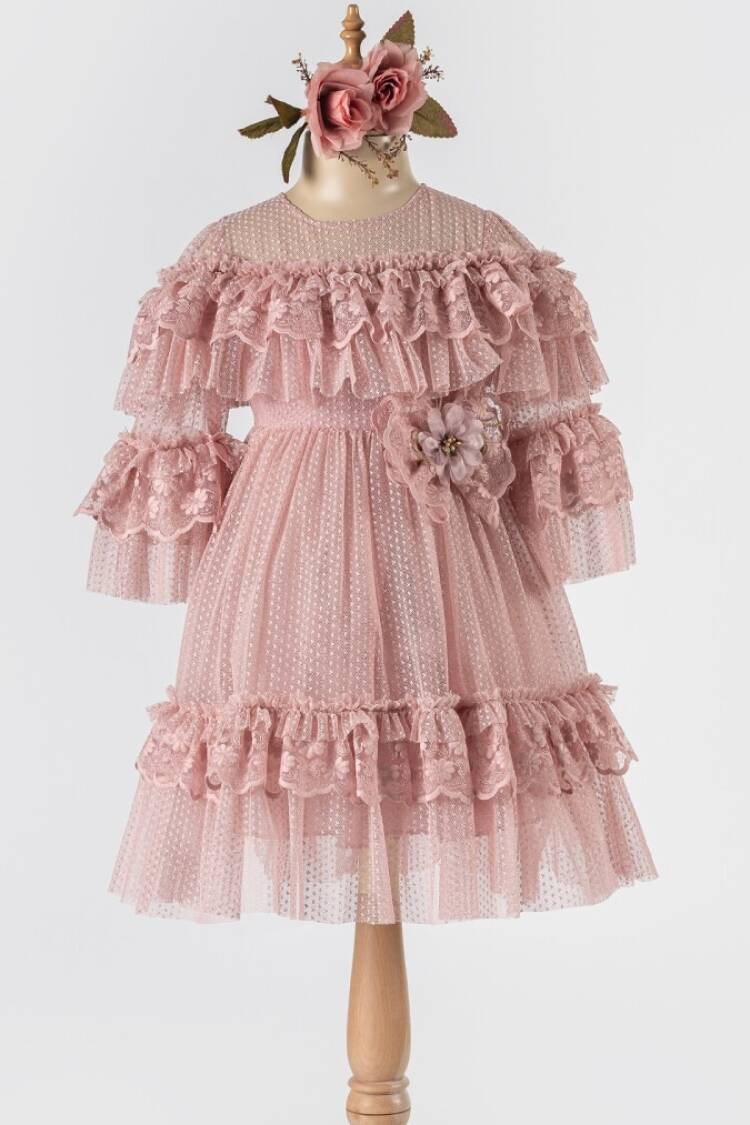 Girl's Dress - Toptan Kız Çocuk Tüllü Elbise 5-8Y 1042-2493 - Brand: Tivido - Women & Kids, Baby Clothes Wholesale - Globality Store