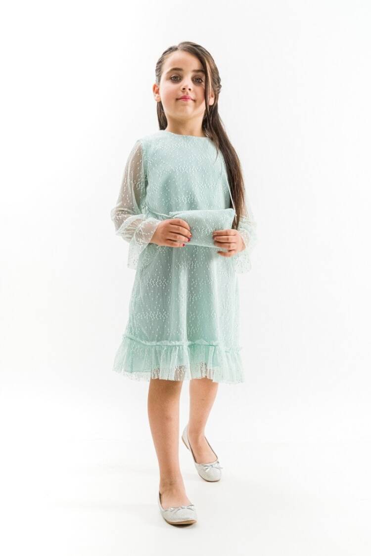 Girl's Dress - Toptan Kız Çocuk Tüllü Elbise 6-12Y 1022-23326 - Brand: Wecan - Women & Kids, Baby Clothes Wholesale - Globality Store
