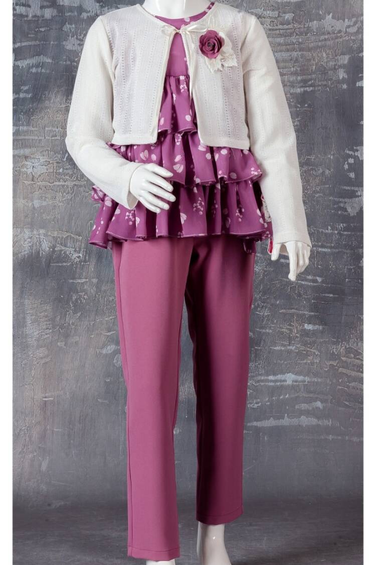 Girls' Suits - Toptan Kız Çocuk Üçlü Takım 9-12Y 1042-2430 - Brand: Tivido - Women & Kids, Baby Clothes Wholesale - Globality Store
