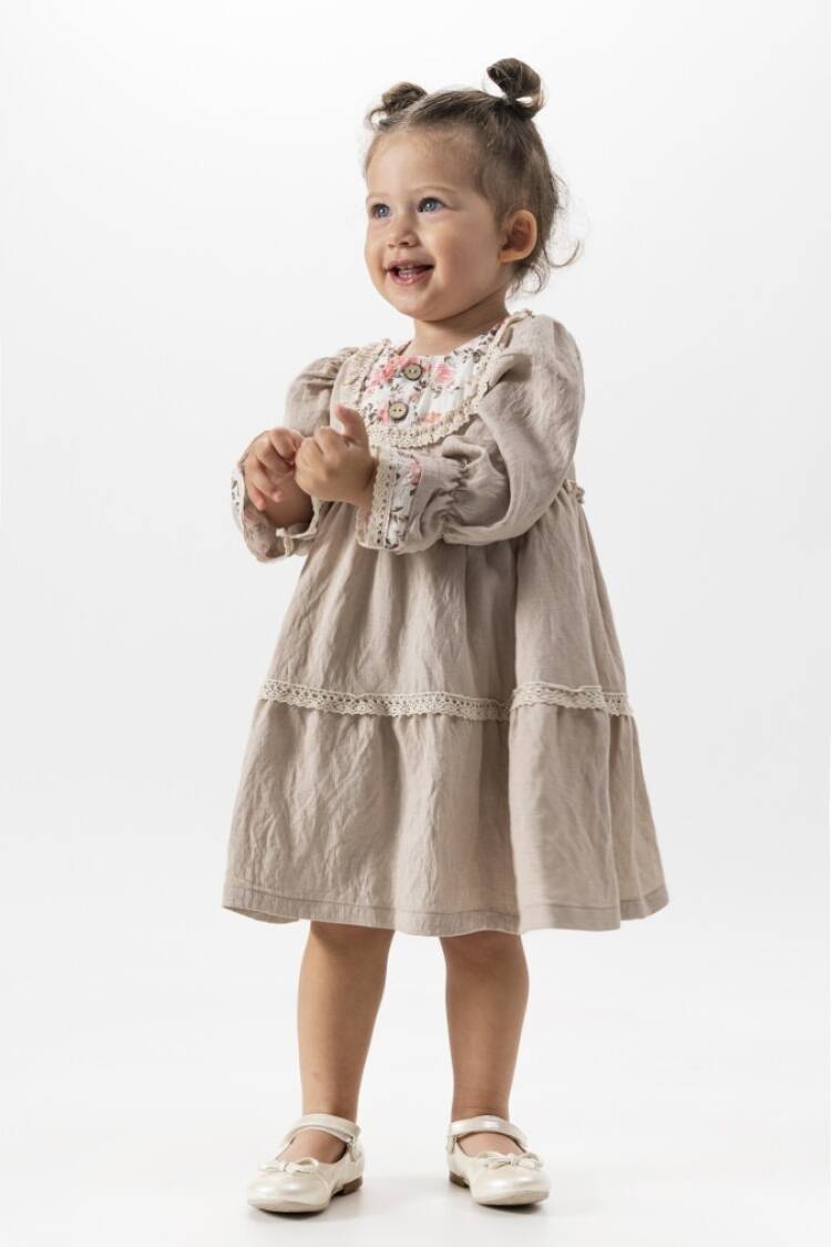 Girl's Dress - Toptan Kız Çocuk Vintage Elbise 2-5Y 1022-23165 - Brand: Wecan - Women & Kids, Baby Clothes Wholesale - Globality Store