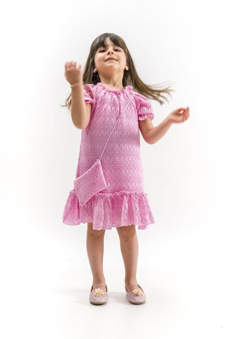 Girl's Dress - Toptan Kız Çocuk Yakası Lastikli Kollu Elbise 2-5Y 1022-23329 - Brand: Wecan - Women & Kids, Baby Clothes Wholesale - Globality Store