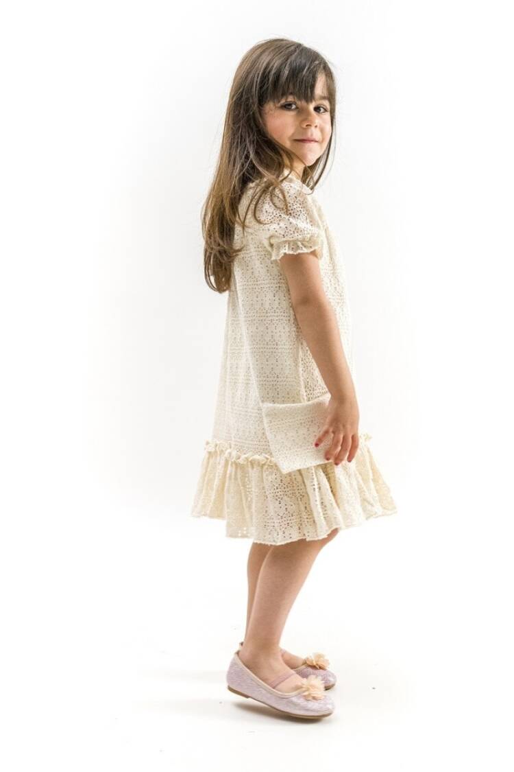 Girl's Dress - Toptan Kız Çocuk Yakası Lastikli Kollu Elbise 2-5Y 1022-23329 - Brand: Wecan - Women & Kids, Baby Clothes Wholesale - Globality Store