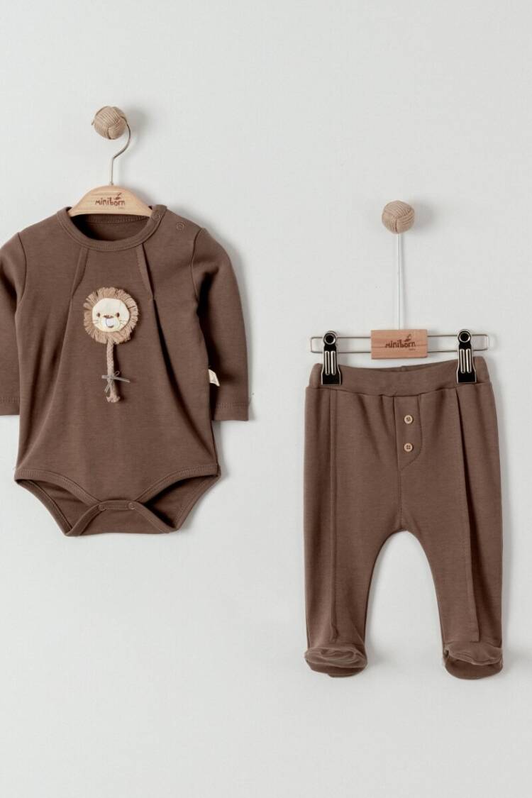 Baby Sets - Toptan Unisex Bebek 2'li Badi ve Pantolon Takımı 0-6M 2019-9065 - Brand: Miniborn - Women & Kids, Baby Clothes Wholesale - Globality Store