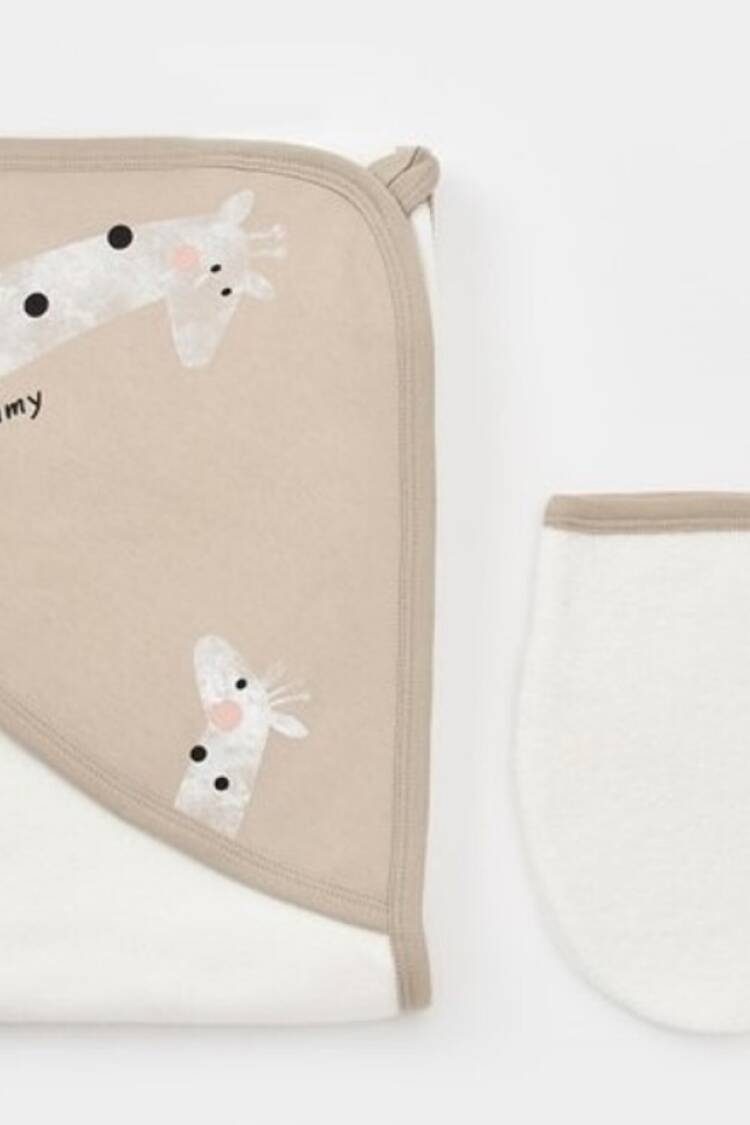 Towel and Bathrobe - Toptan Unisex Bebek 2'li Havlu ve Banyo Kesesi 85x90cm. %100 Organik Pamuk Baby Cosy 2022-CSY5956 - Brand: BabyCosy - Women & Kids, Baby Clothes Wholesale - Globality Store