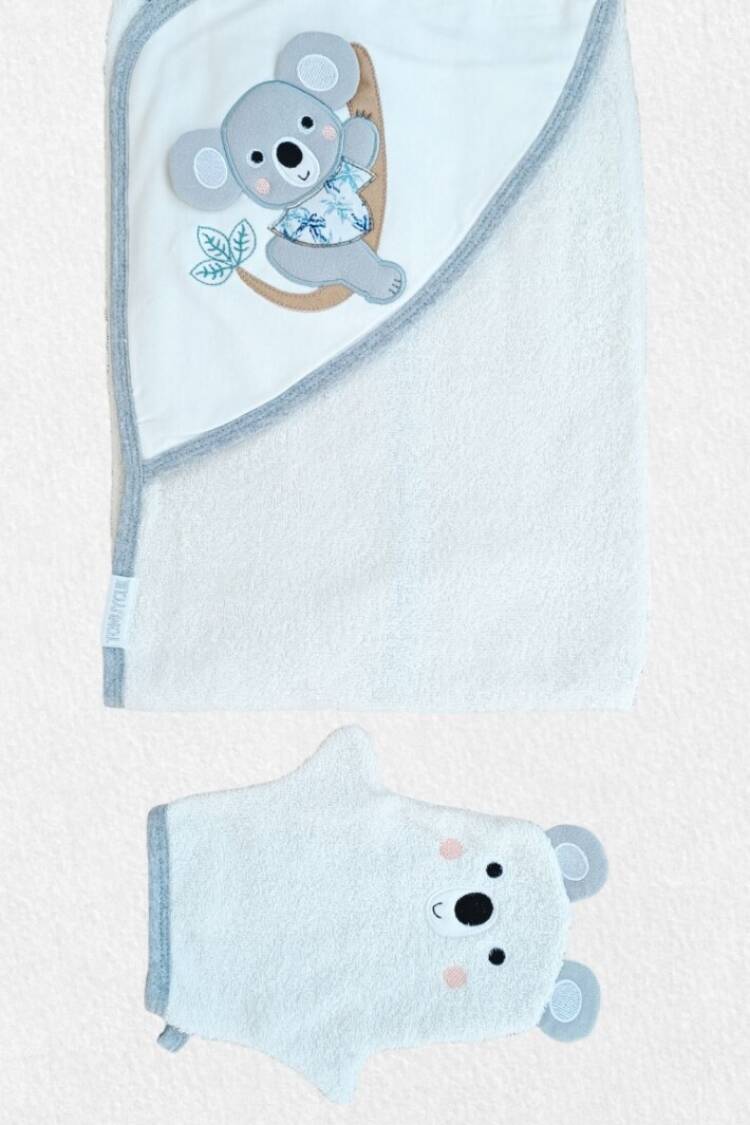 Towel and Bathrobe - Toptan Unisex Bebek 2'li Koala Havlu Seti 0-18M 1074-55095 - Brand: Tomuycuk - Women & Kids, Baby Clothes Wholesale - Globality Store
