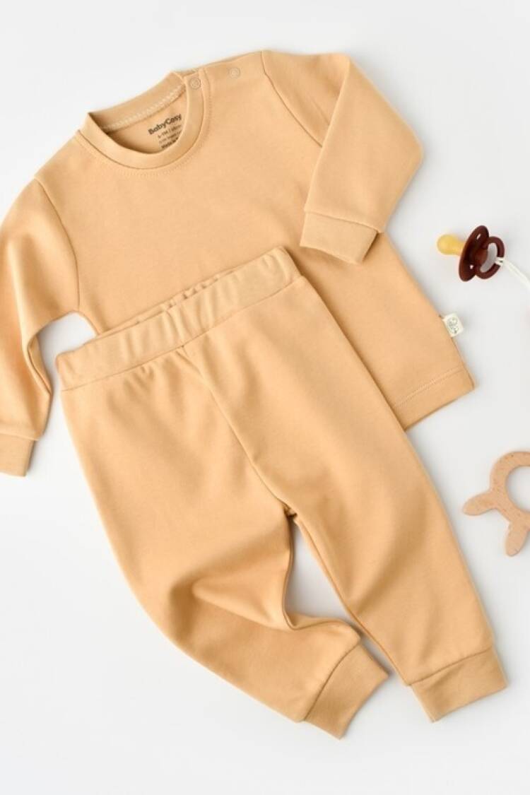 Baby Sets - Toptan Unisex Bebek 2'li Sweatshirt ve Pantolon Takımı %100 Organik Pamuk 3-24M Baby Cosy 2022-CSY30 - Brand: BabyCosy - Women & Kids, Baby Clothes Wholesale - Globality Store