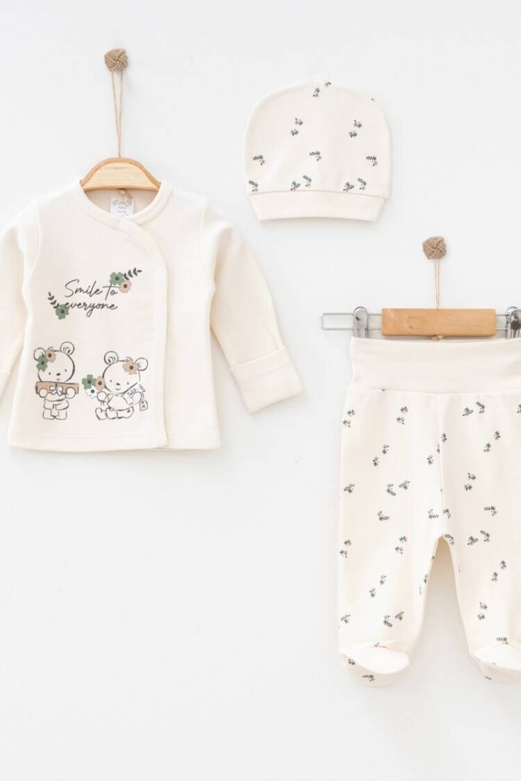 Newborn - Toptan Unisex Bebek 3'lü Yenidoğan Takımı 0-3M 2043-0014 - Brand: Gümüş Baby - Women & Kids, Baby Clothes Wholesale - Globality Store