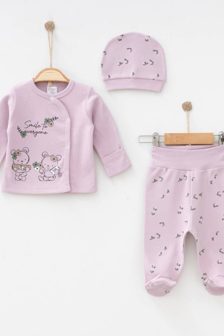 Newborn - Toptan Unisex Bebek 3'lü Yenidoğan Takımı 0-3M 2043-0014 - Brand: Gümüş Baby - Women & Kids, Baby Clothes Wholesale - Globality Store