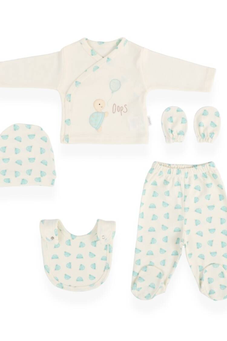 Baby Sets - Toptan Unisex Bebek 5'li Kaplumbağa Desenli Yenidoğan Takım 0-3M 2020-20067 - Brand: Bebitof - Women & Kids, Baby Clothes Wholesale - Globality Store
