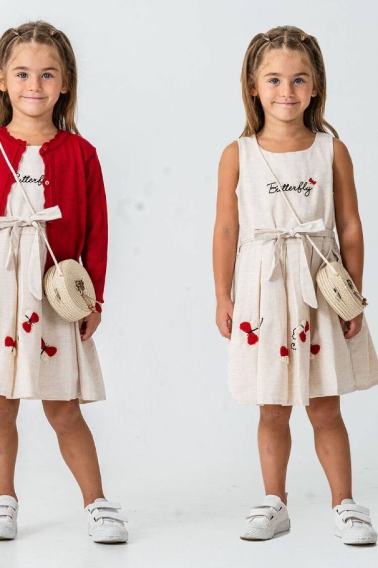 Girl's Dress - B1 - Vişne Detayalı Kız Takım - Brand: PAMPAL KİDS - Women & Kids, Baby Clothes Wholesale - Globality Store