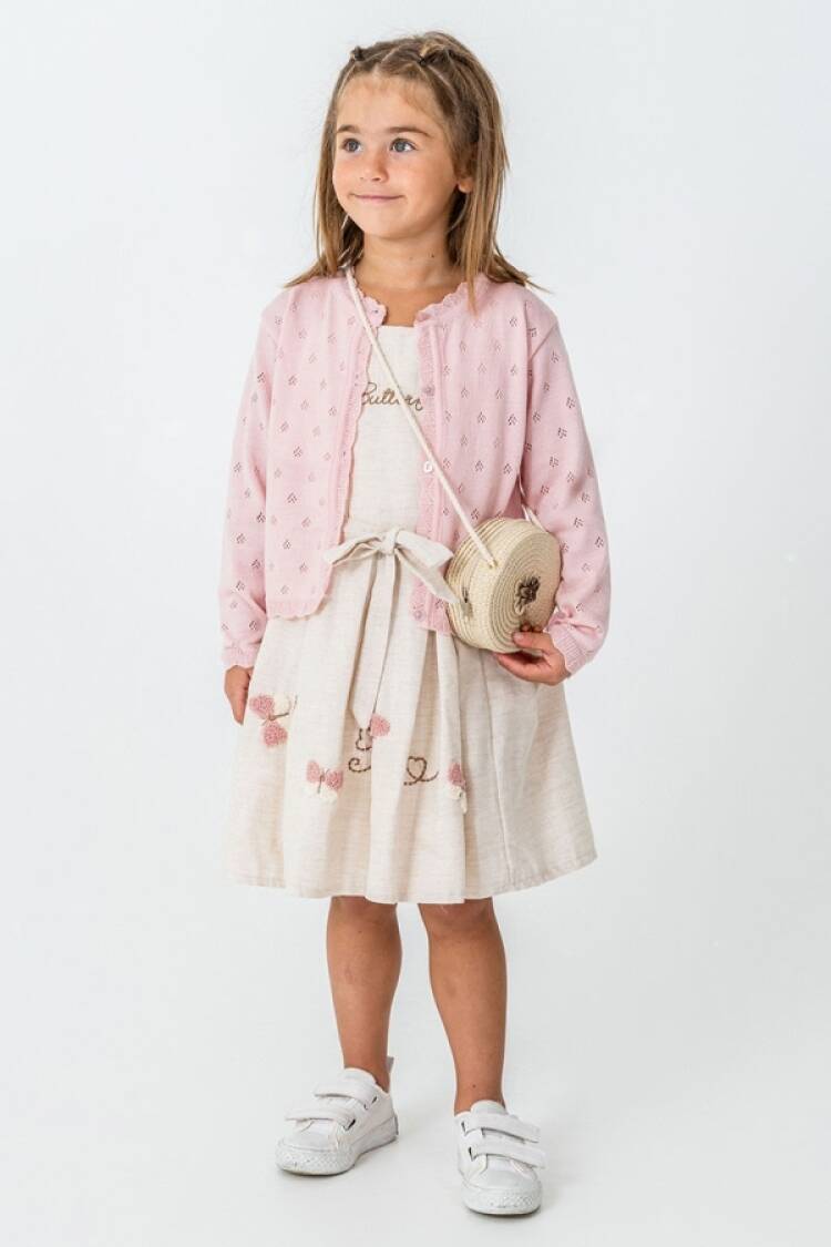Girl's Dress - B1 - Vişne Detayalı Kız Takım - Brand: PAMPAL KİDS - Women & Kids, Baby Clothes Wholesale - Globality Store