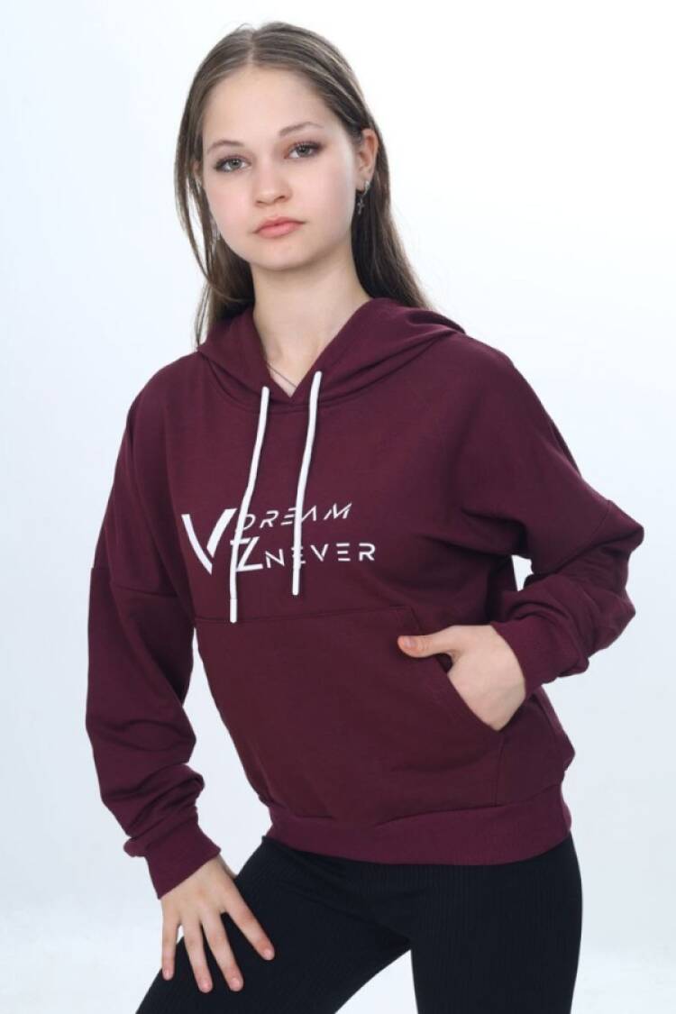 Girls' Tops - B1 - Vz Baskılı Kapşonlu Kız Sweat - Brand: VIZVIZ - Women & Kids, Baby Clothes Wholesale - Globality Store