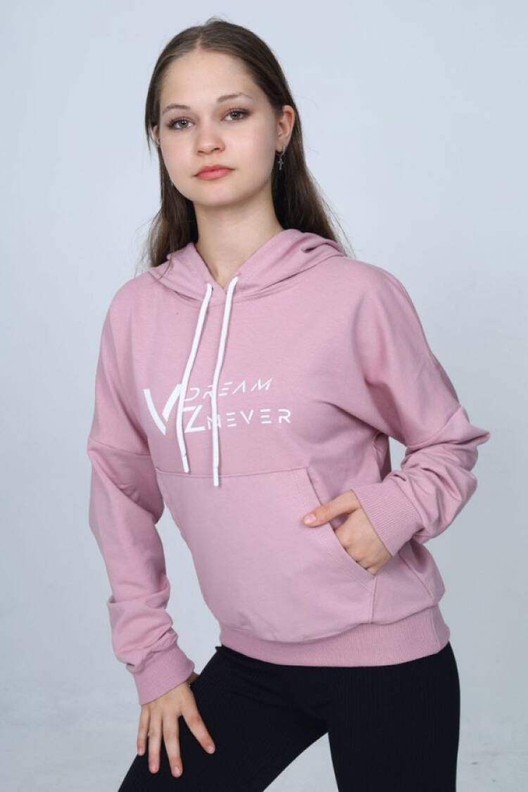 Girls' Tops - B1 - Vz Baskılı Kapşonlu Kız Sweat - Brand: VIZVIZ - Women & Kids, Baby Clothes Wholesale - Globality Store