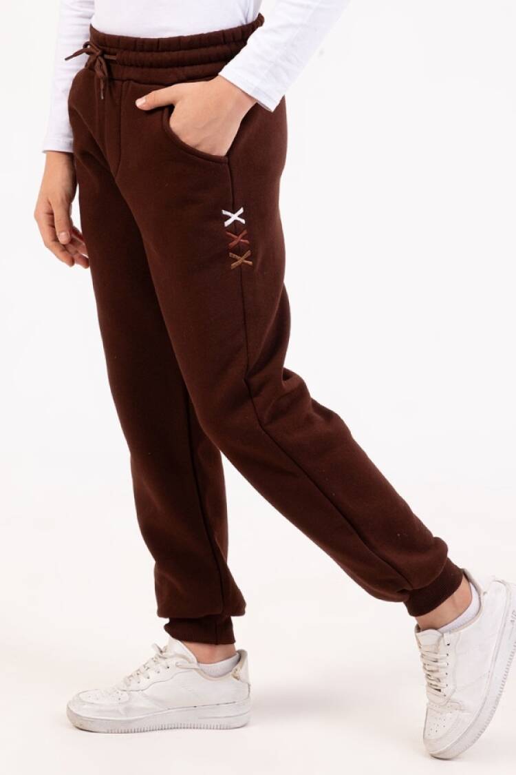 Eşofman Tek Alt - B1 - X Nakışlı Kız Tek Alt 3ip Şardonlu - Brand: Nickel - Women & Kids, Baby Clothes Wholesale - Globality Store