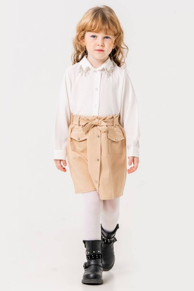 Girls' Suits - B1 - Yaka Detaylı Kız Etekli Takım - Brand: PAMPAL KİDS - Women & Kids, Baby Clothes Wholesale - Globality Store