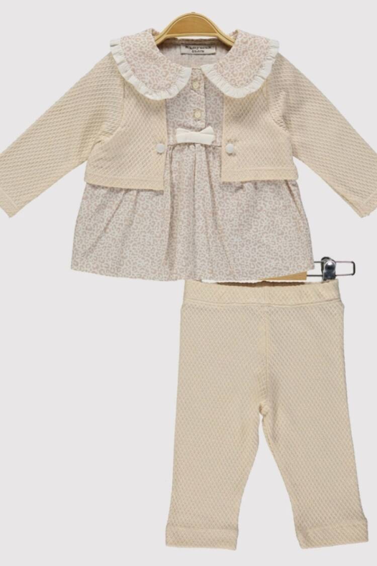 Baby Sets - B1 - Yakalı Bolerolu Kız Bebe Takım - Brand: KUMRU - Women & Kids, Baby Clothes Wholesale - Globality Store