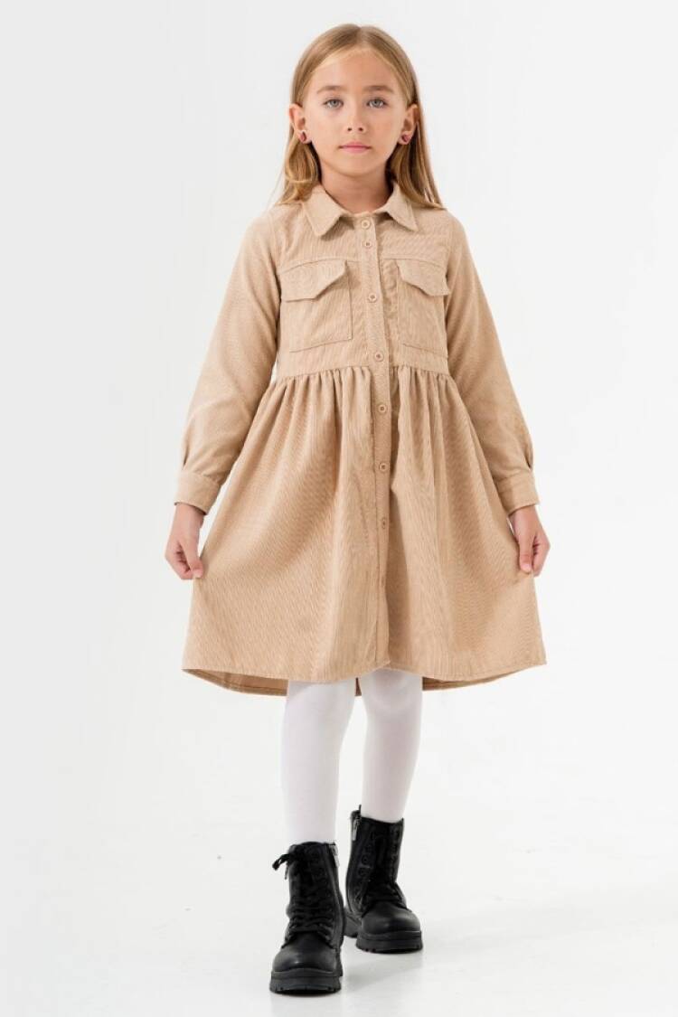 Girl's Dress - B1 - Yakalı Cepli Fitilli Elbise - Brand: ECOLKIZ - Women & Kids, Baby Clothes Wholesale - Globality Store