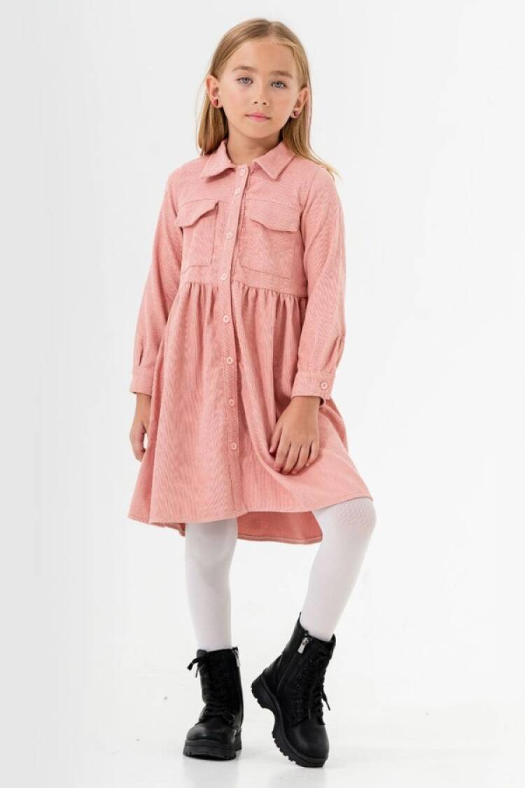 Girl's Dress - B1 - Yakalı Cepli Fitilli Elbise - Brand: ECOLKIZ - Women & Kids, Baby Clothes Wholesale - Globality Store