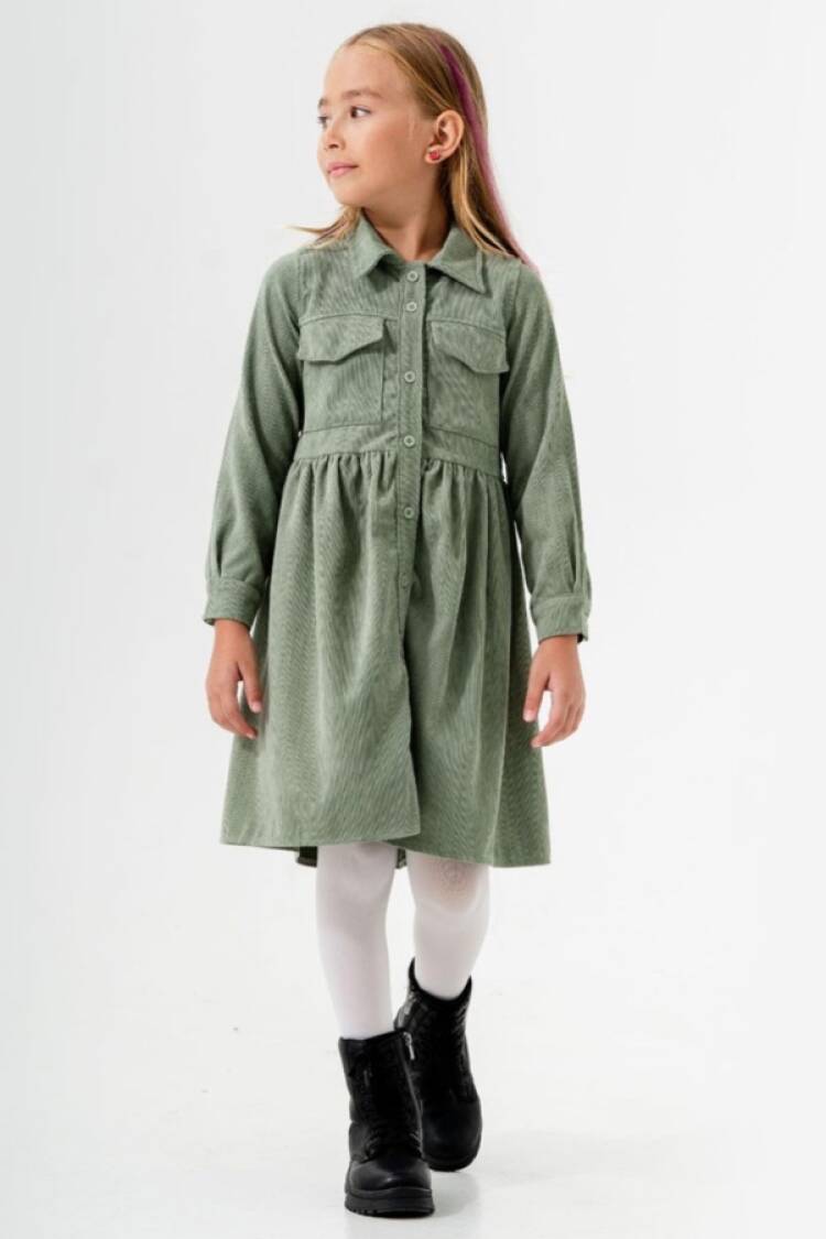Girl's Dress - B1 - Yakalı Cepli Fitilli Elbise - Brand: ECOLKIZ - Women & Kids, Baby Clothes Wholesale - Globality Store