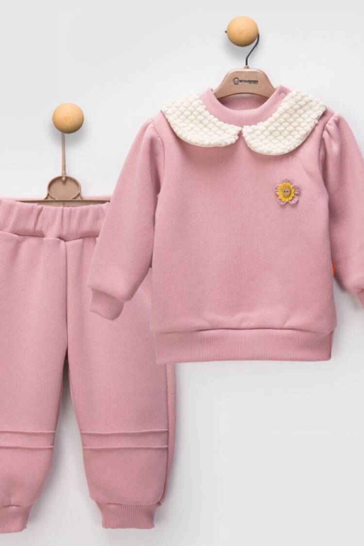 Baby Sets - B1 - Yakalı Kız Bebe Takım 3ip Şardonlu - Brand: BEYAZ BEBEK - Women & Kids, Baby Clothes Wholesale - Globality Store