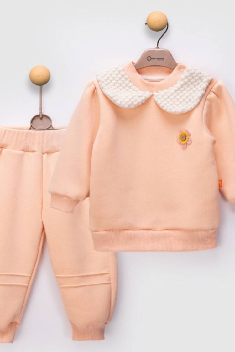 Baby Sets - B1 - Yakalı Kız Bebe Takım 3ip Şardonlu - Brand: BEYAZ BEBEK - Women & Kids, Baby Clothes Wholesale - Globality Store