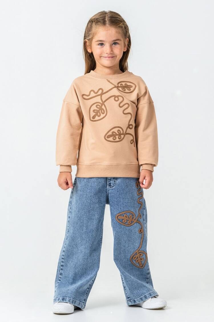Girls' Suits - B1 - Yaprak Desenli Kız Takım - Brand: PAMPAL KİDS - Women & Kids, Baby Clothes Wholesale - Globality Store