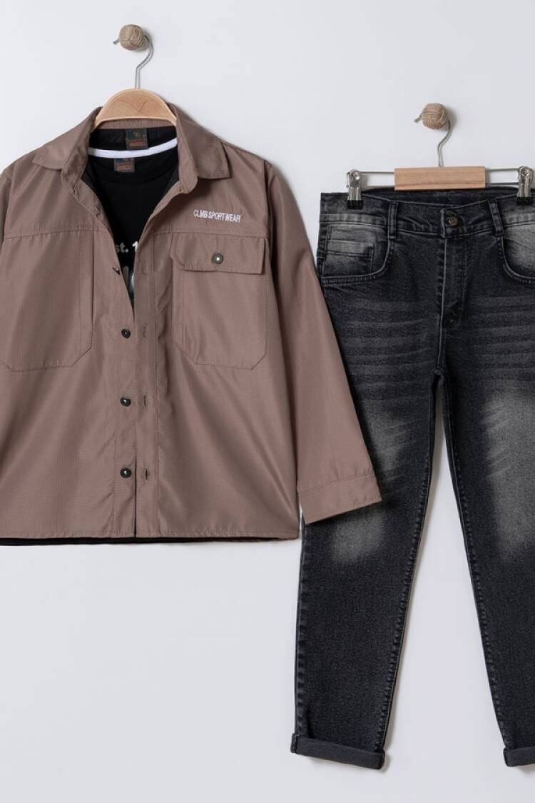 Boys' Sets - B1 - Yazılı Ceketli Erkek Takım - Brand: BARKOD - Women & Kids, Baby Clothes Wholesale - Globality Store