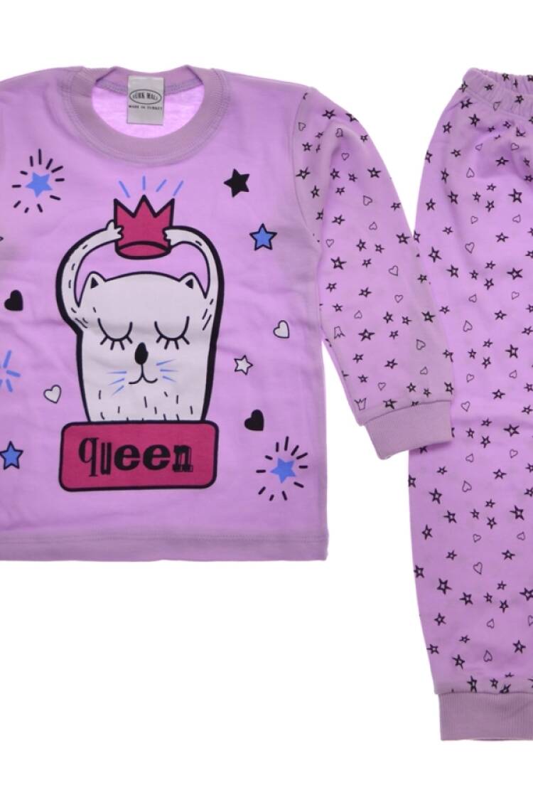 Girl's Pajamas - B1 - Yıldız Baskılı Kız Pijama Takım - Brand: SÜPERMİNİ - Women & Kids, Baby Clothes Wholesale - Globality Store