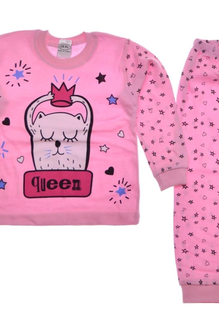 Girl's Pajamas - B1 - Yıldız Baskılı Kız Pijama Takım - Brand: SÜPERMİNİ - Women & Kids, Baby Clothes Wholesale - Globality Store