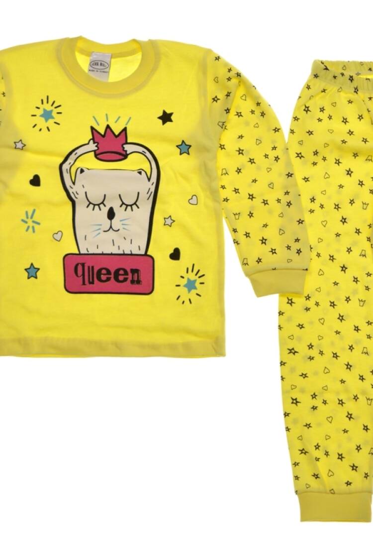 Girl's Pajamas - B1 - Yıldız Baskılı Kız Pijama Takım - Brand: SÜPERMİNİ - Women & Kids, Baby Clothes Wholesale - Globality Store