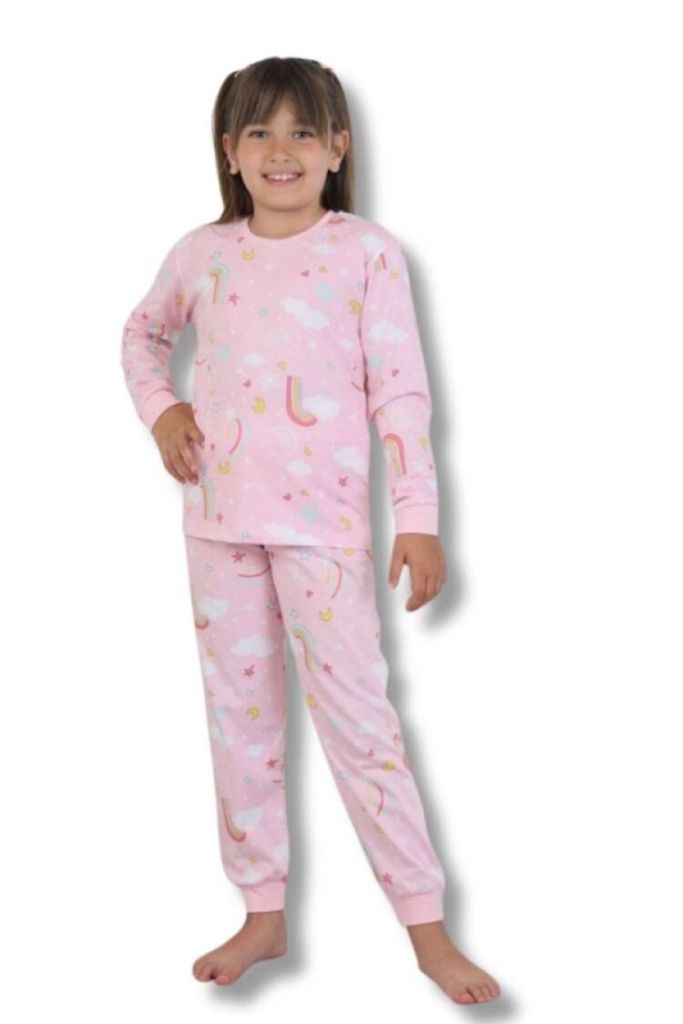 Girl's Pajamas - B1 - Yıldız Desenli Kız Pijama Takım - Brand: İSOBEL - Women & Kids, Baby Clothes Wholesale - Globality Store