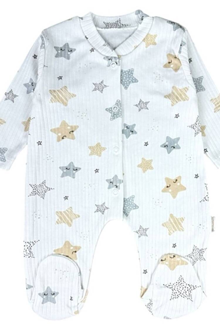 Baby Rompers and Overalls - B1 - Yıldız Desenli Raporlu Patikli Unisex Bebe Tulum - Brand: SÜPERMİNİ - Women & Kids, Baby Clothes Wholesale - Globality Store